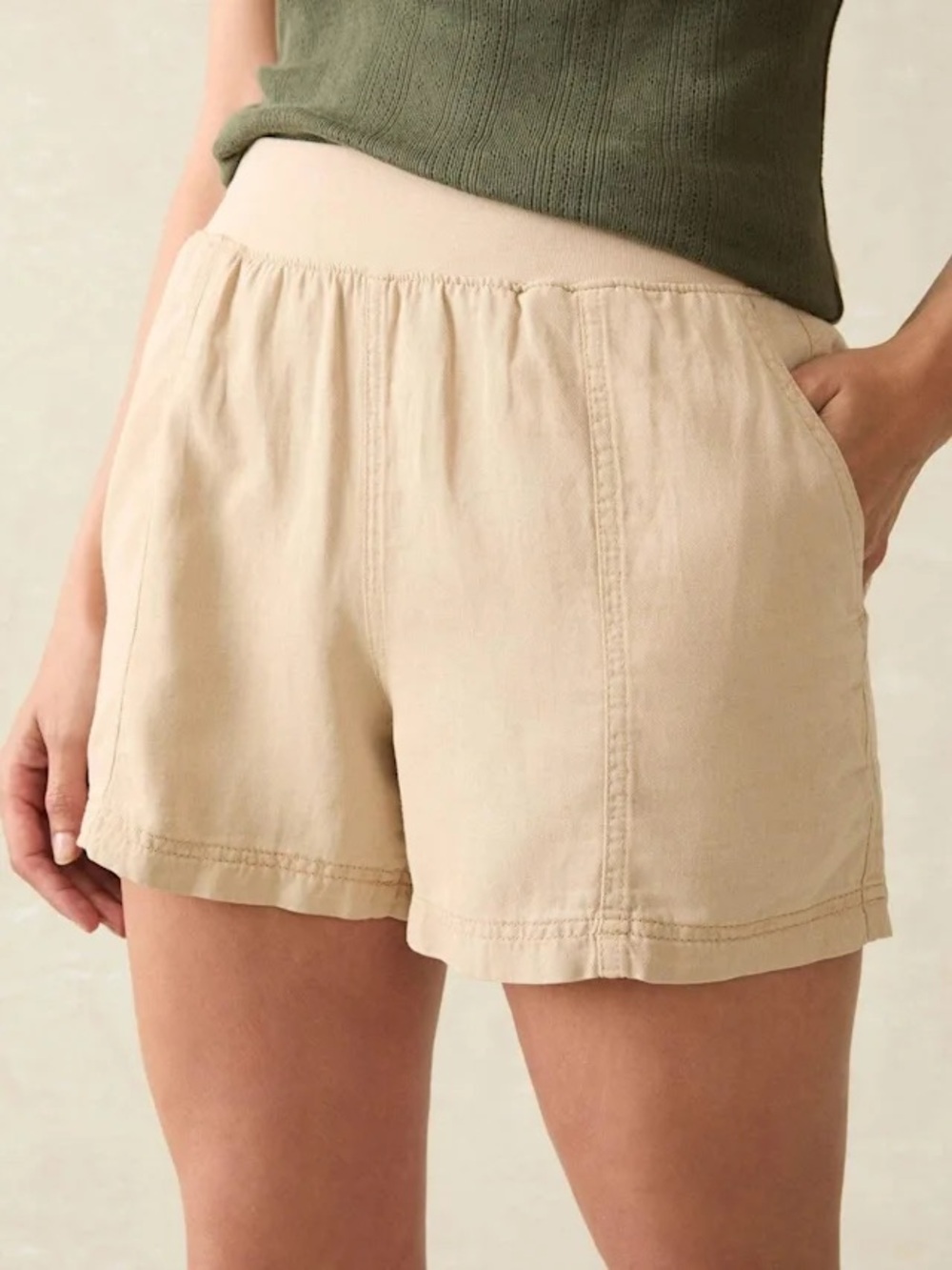 Casual Women's White Elastic-Waist Shorts
